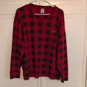 Victoria's Secret PINK Red & Black Buffalo Plaid Thermal Sleepshirt XXL